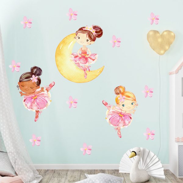 Vinilo Adhesivo Decorativo Infantil Pared - Bailarinas Estilo Acuarela