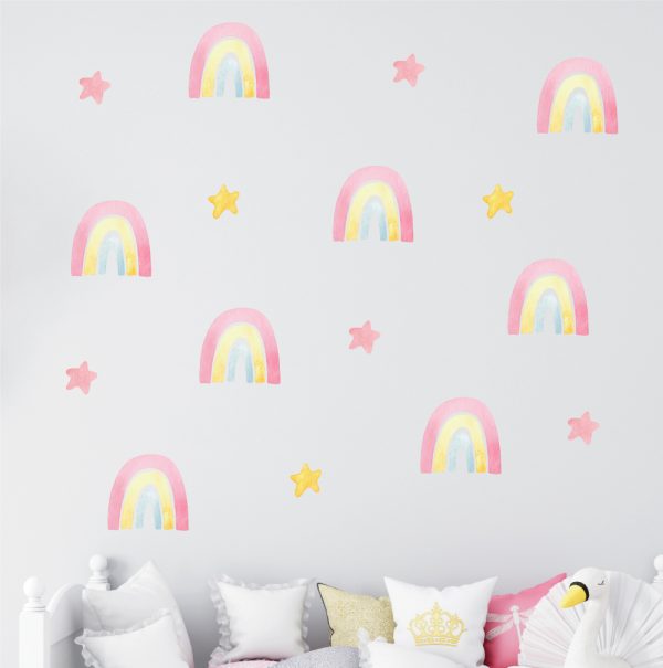 Vinilo Adhesivo Decorativo Infantil Pared- Arcoiris y Estrellas