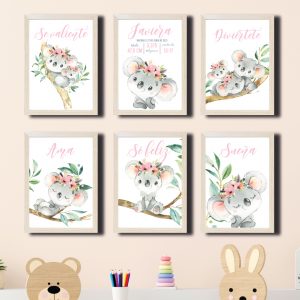 Cuadro Decorativo Infantil Personalizable - Koalitas Estilo Acuarela