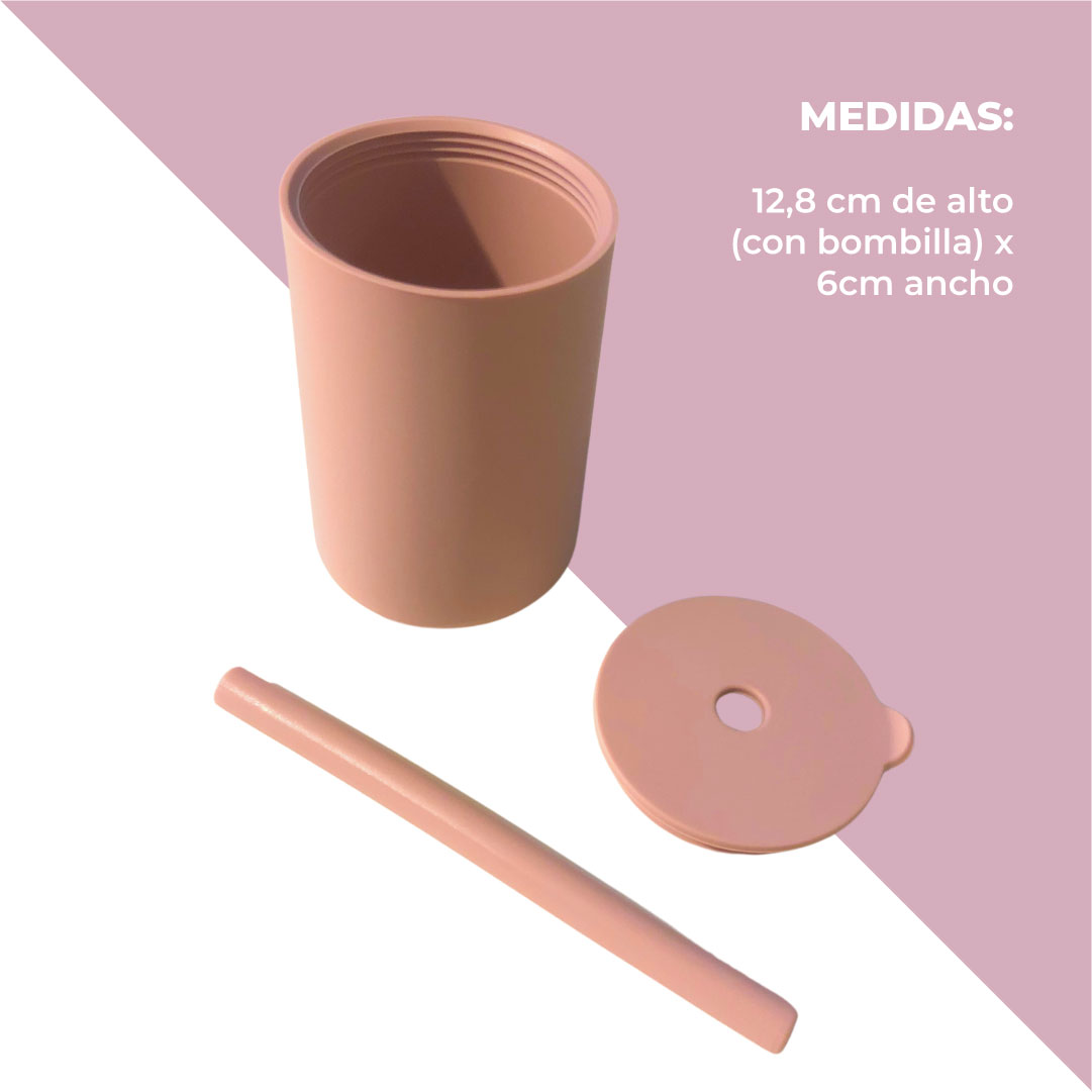 Vaso de silicona con bombilla color rosado - Imagen 2
