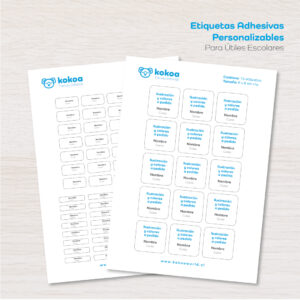 Etiquetas Adhesivas Personalizables para Útiles Escolares - Diseño a Pedido